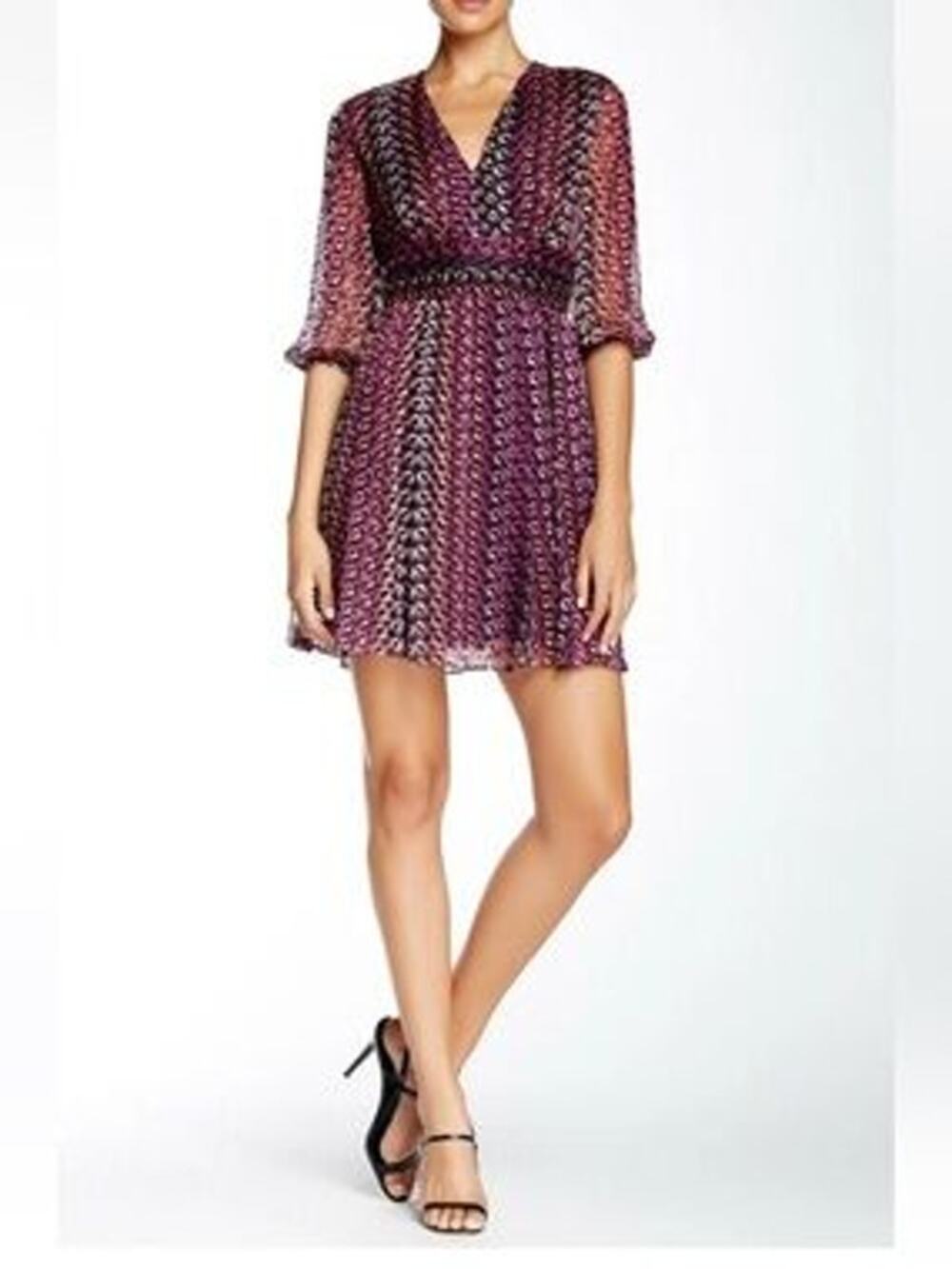 NWT Diane von Furstenberg Silk Blend Chiffon Dress Sheer Geometric 70s Womens 10